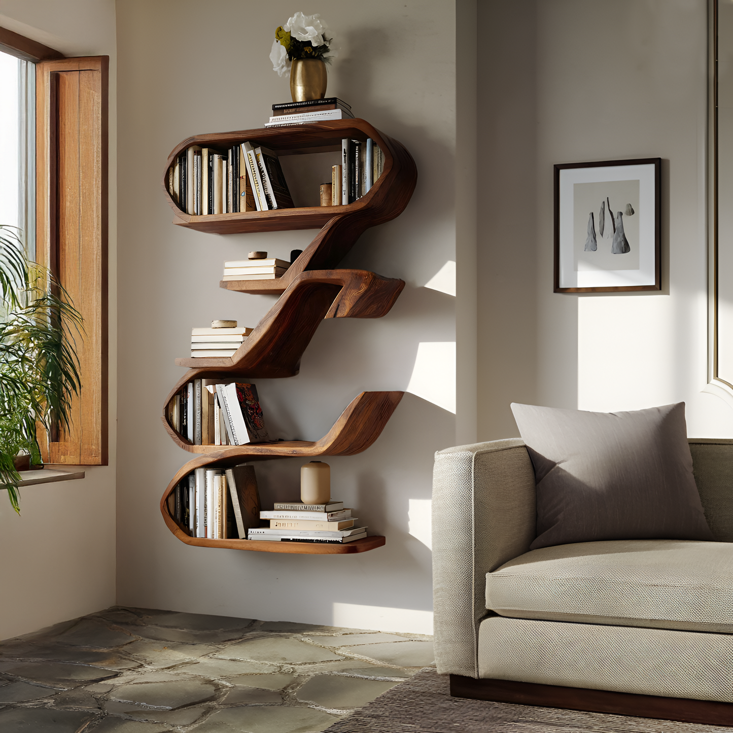 Modern Sculptural Wall Shelf For Living Room Display Lynnsnail