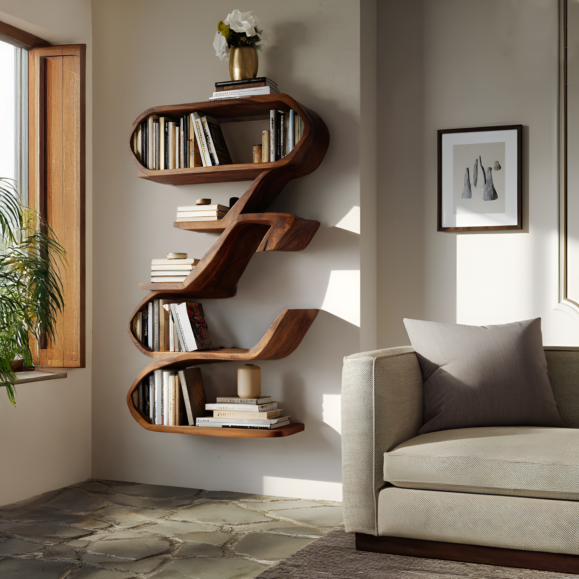 Modern Sculptural Wall Shelf For Living Room Display Lynnsnail