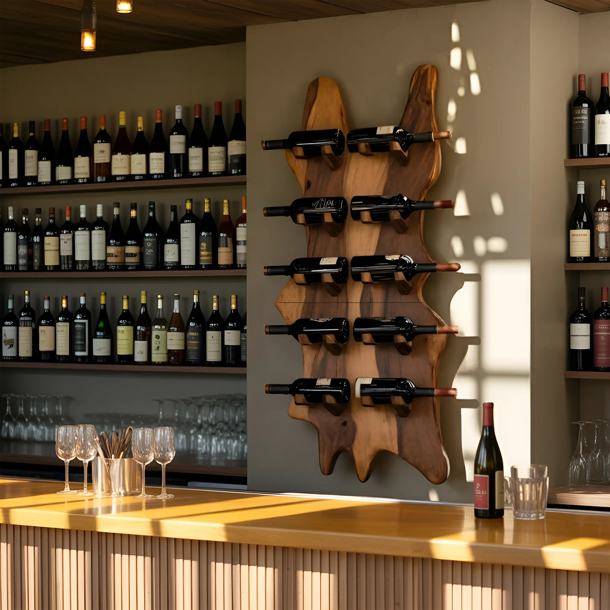 Modern Solid Wood Wine Rack For Bar Decor And Home Display Lynnsnail