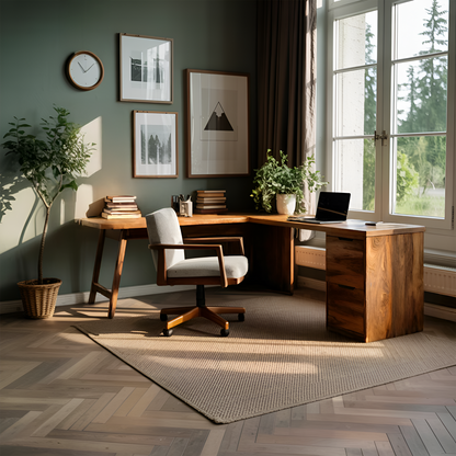 Luxury L Shaped Desk With Drawer For Home Office Lynnsnail