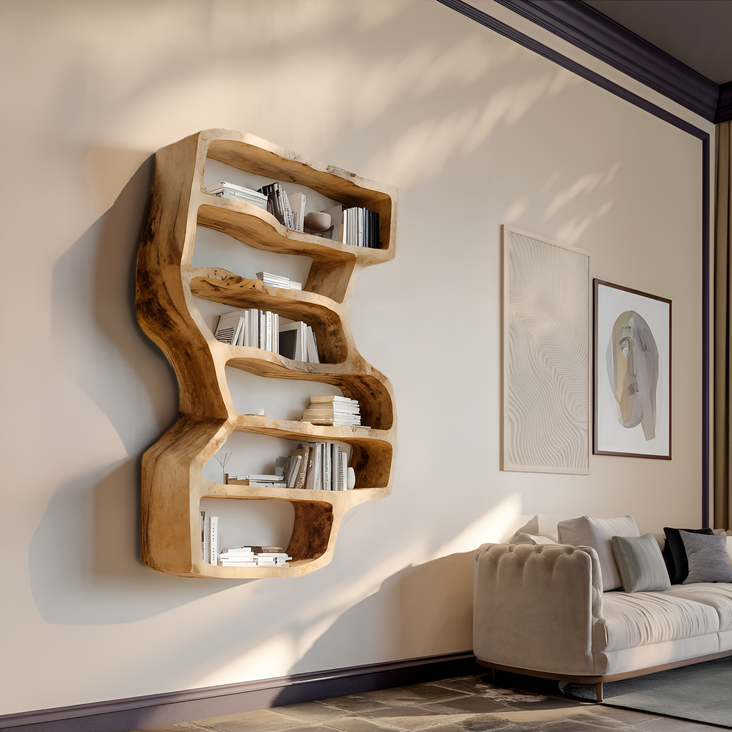 Organic Sculptural Wall Bookcase For Living Room Decor Lynnsnail