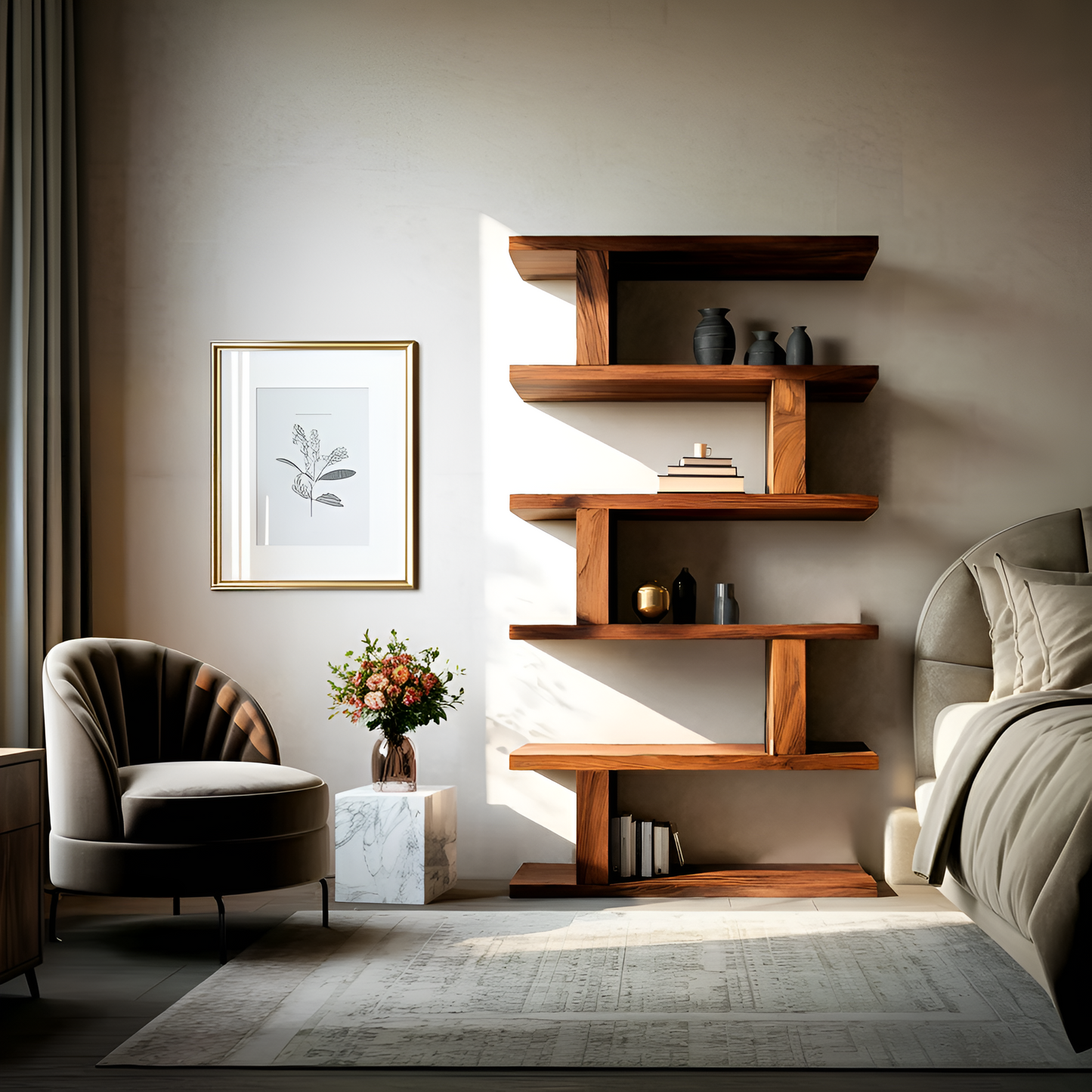 Contemporary Bookshelf With Clean Lines For Living Room Lynnsnail