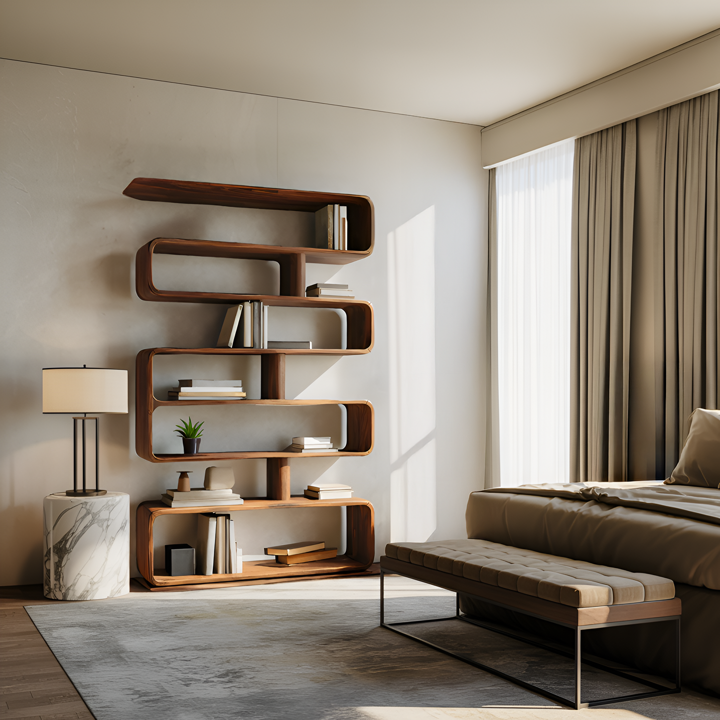 Modern Bookcase Freestanding Shelving Unit For Home Organization Lynnsnail