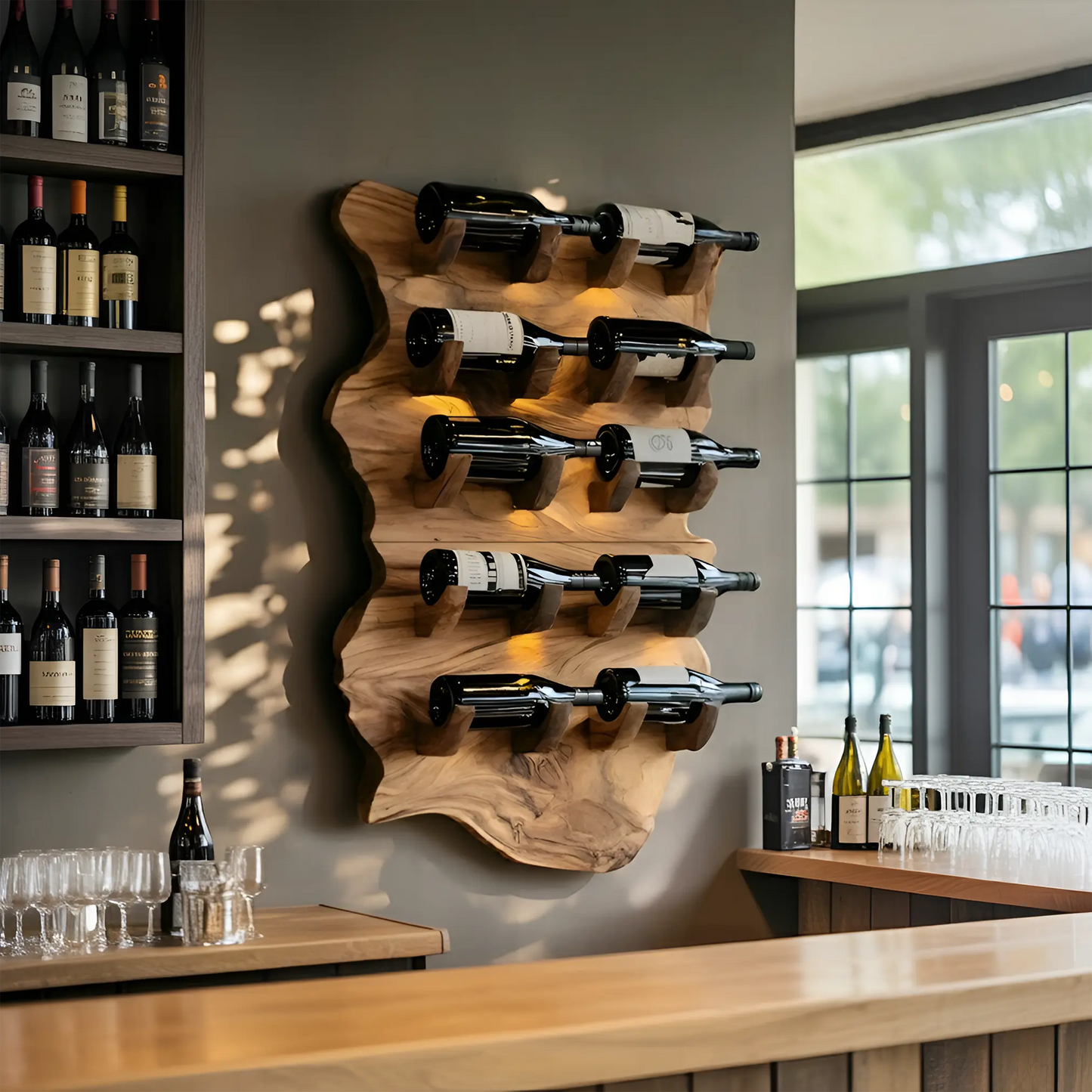 Farmhouse Wooden Live Edge Wine Holder For Furniture Decor Lynnsnail