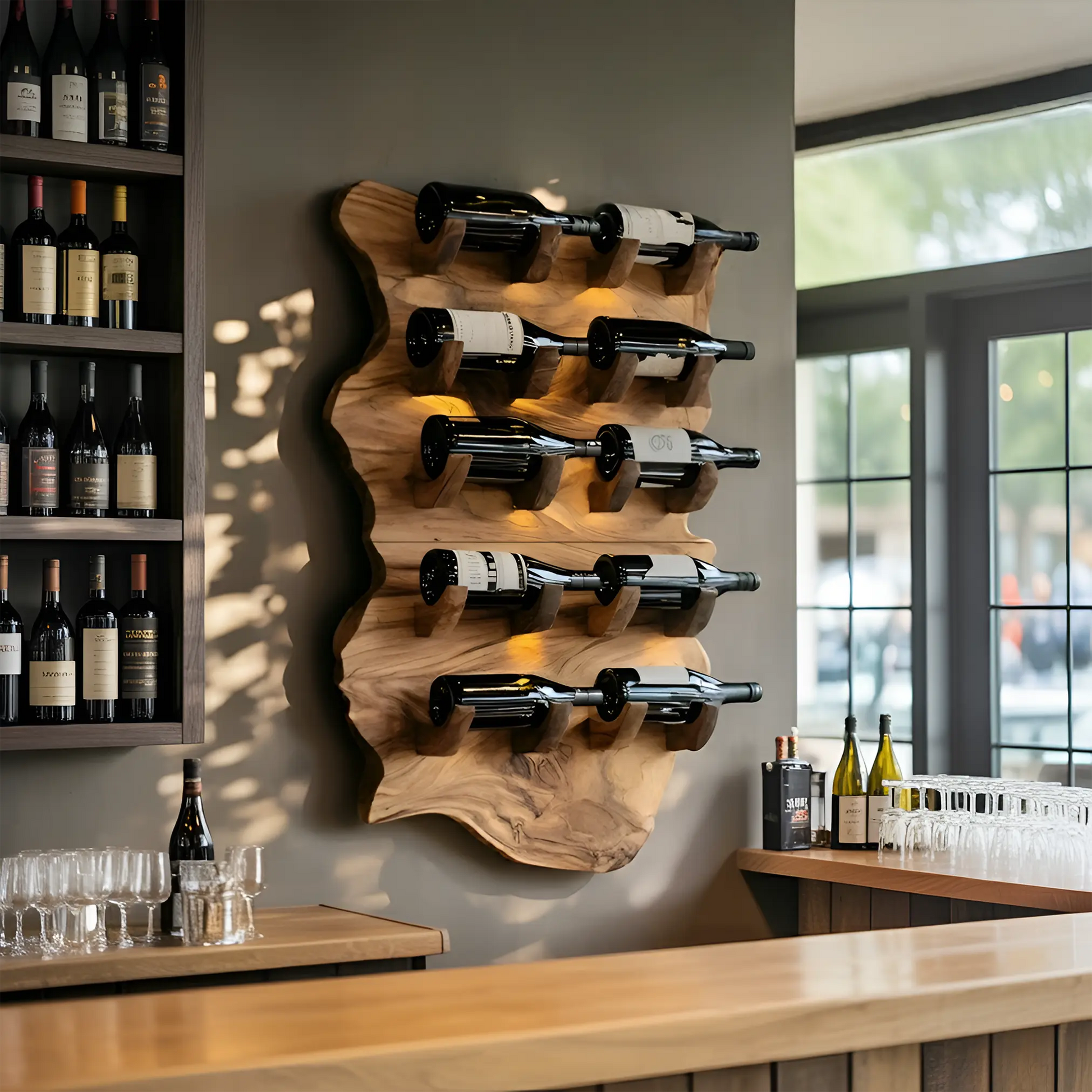 Farmhouse Wooden Live Edge Wine Holder For Furniture Decor Lynnsnail