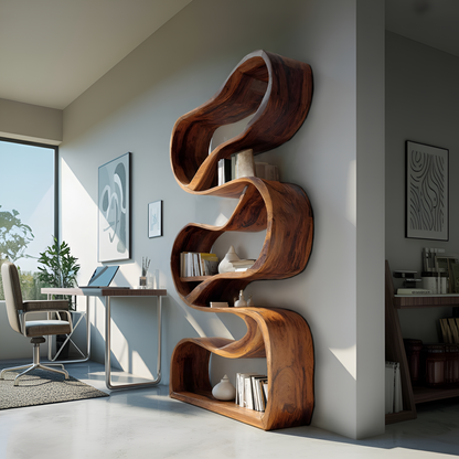 Modern Sculptural Bookcase Statement Design For Hallway Lynnsnail