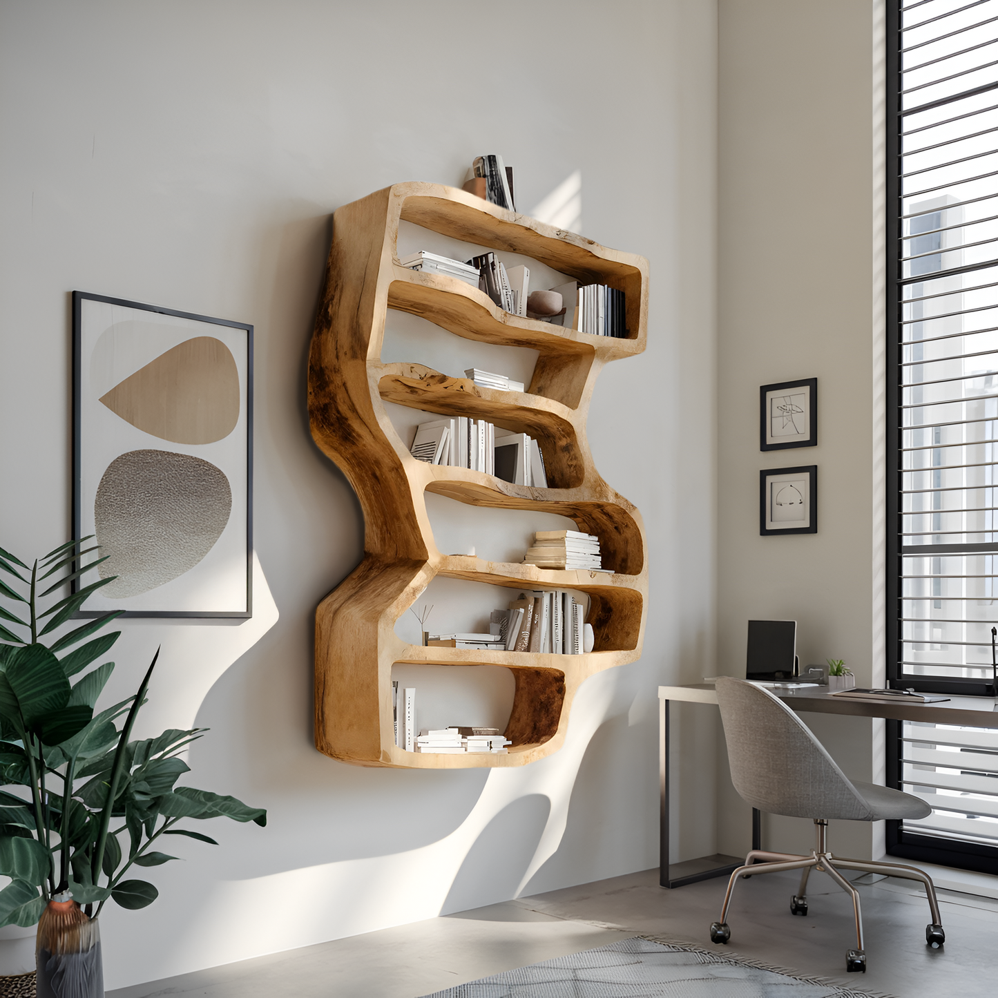 Organic Sculptural Wall Bookcase For Living Room Decor Lynnsnail