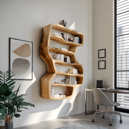 Organic Sculptural Wall Bookcase For Living Room Decor Lynnsnail