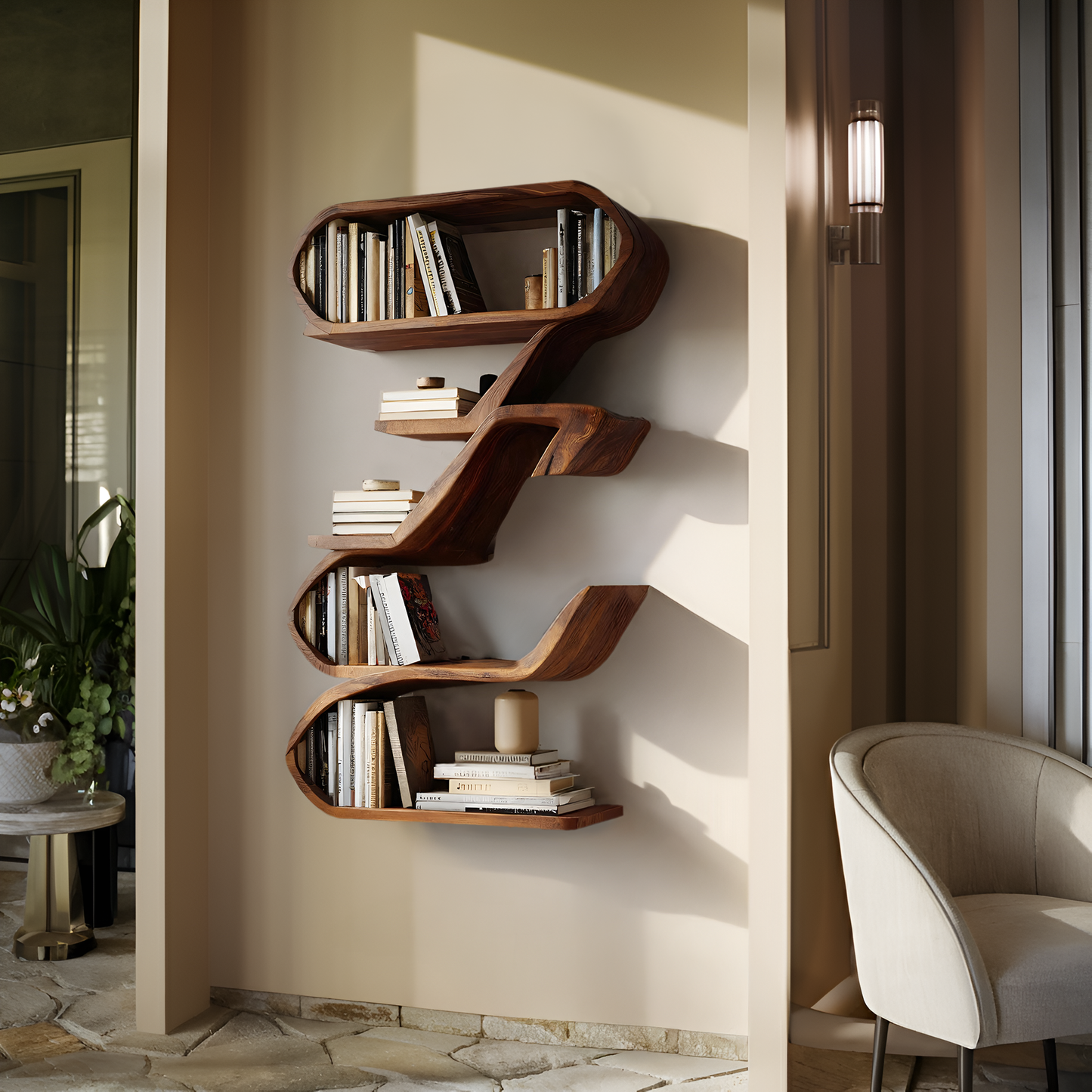 Modern Sculptural Wall Shelf For Living Room Display Lynnsnail