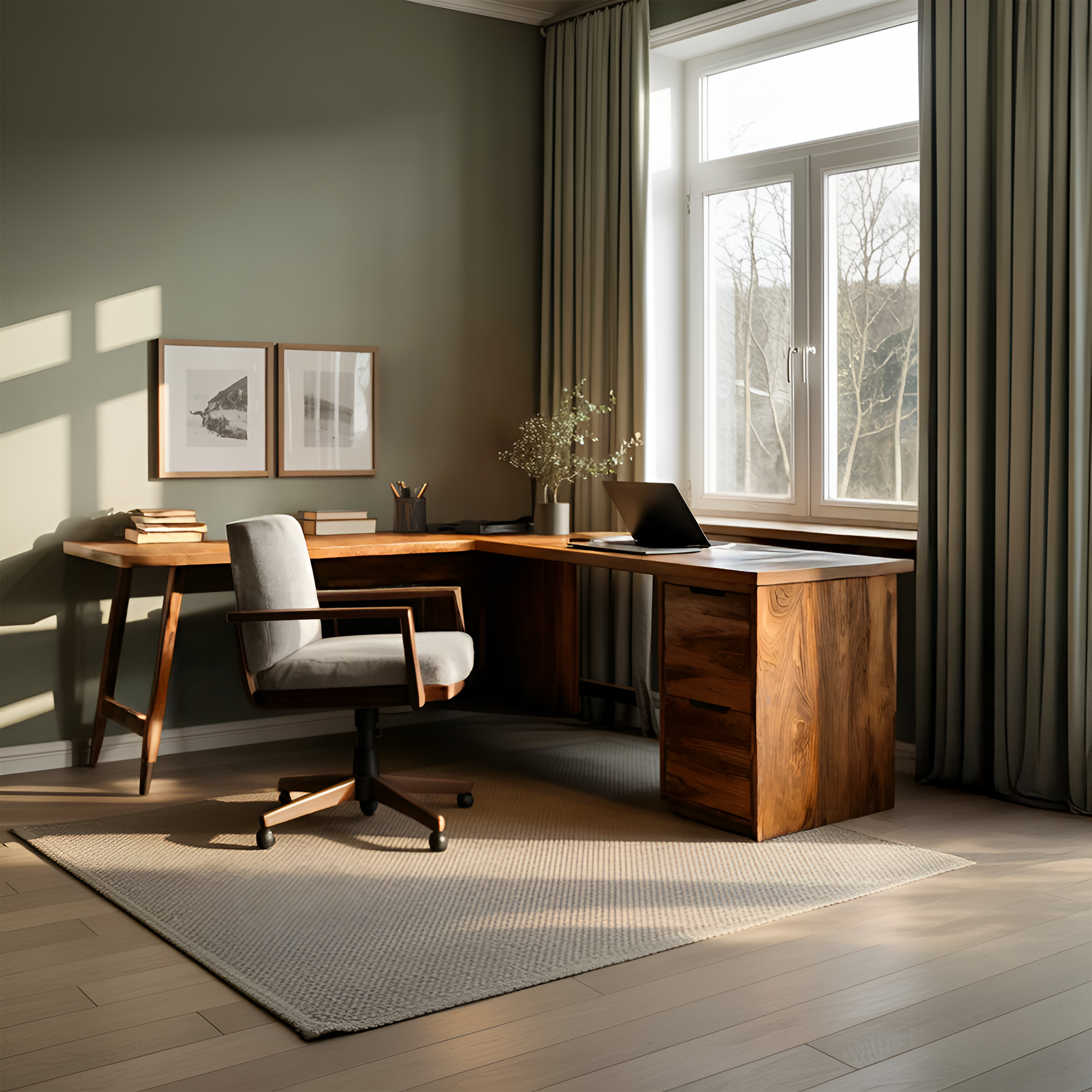 Luxury L Shaped Desk With Drawer For Home Office Lynnsnail