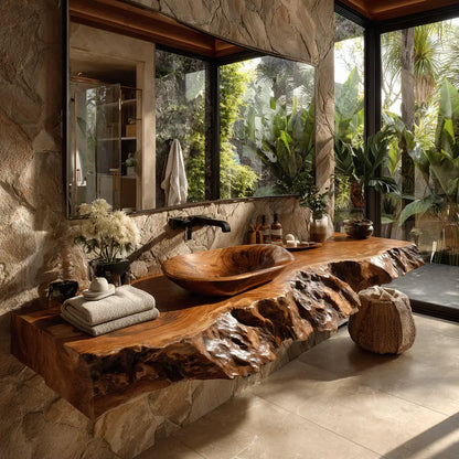 Ravello Live Edge Solid Wood Floating Bathroom Vanity SPA752301 Lynnsnail