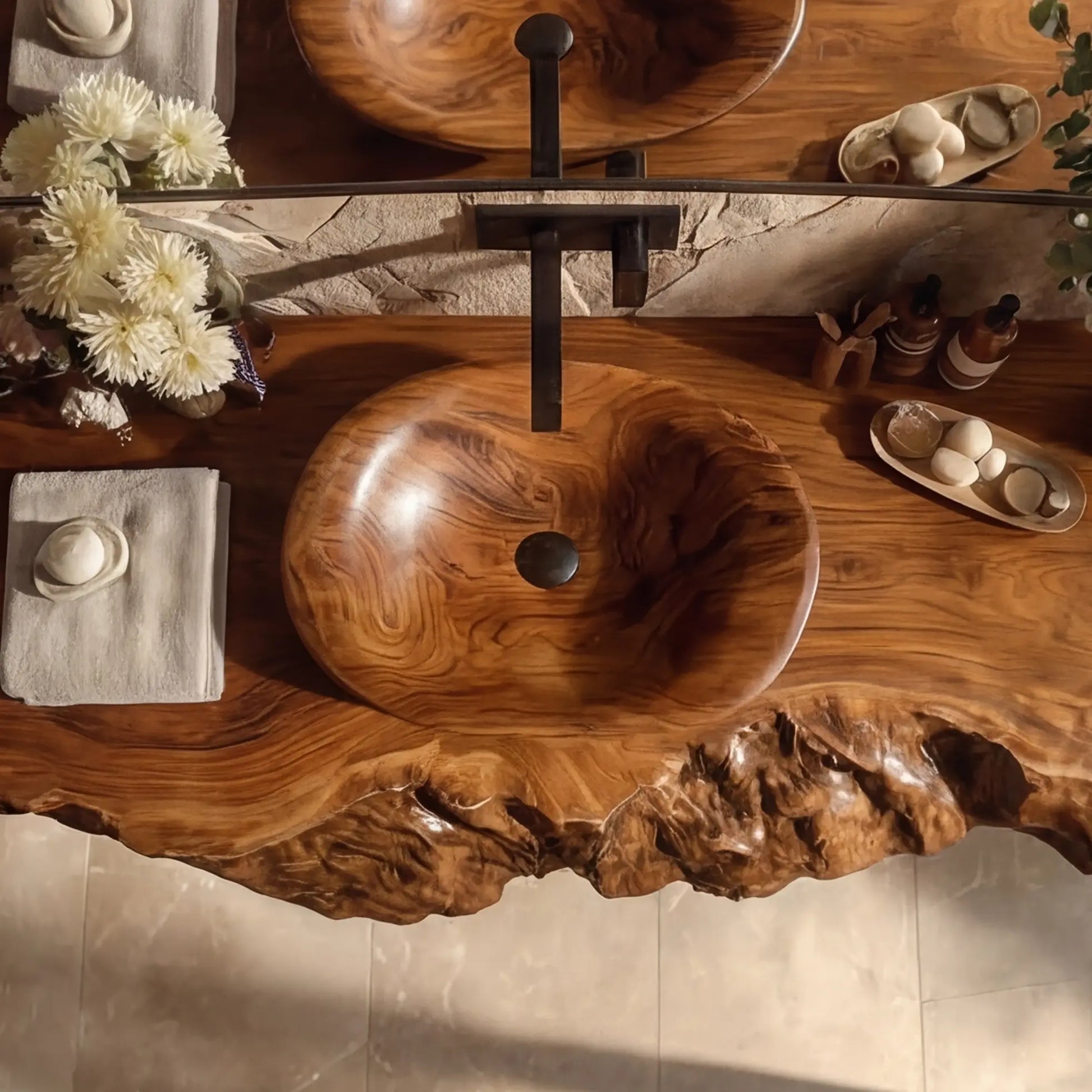 Ravello Live Edge Solid Wood Floating Bathroom Vanity SPA752301 Lynnsnail