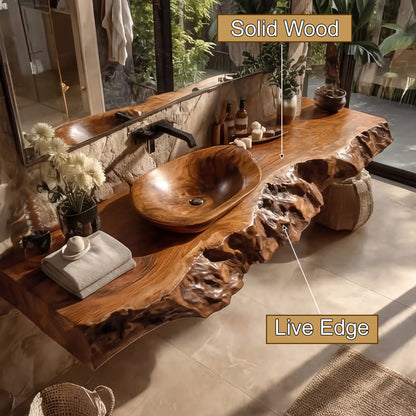 Ravello Live Edge Solid Wood Floating Bathroom Vanity SPA752301 Lynnsnail