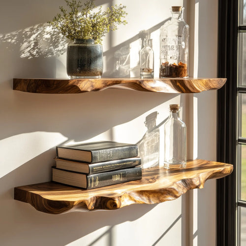 Ravello Live Edge Solid Wood Floating Shelf SPA589354 Lynnsnail