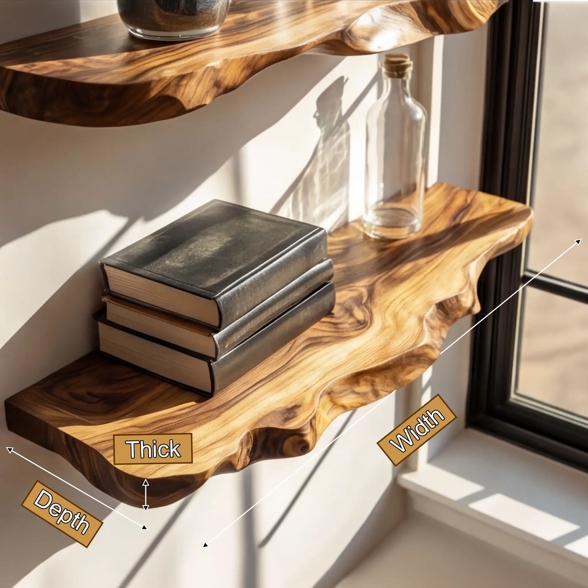 Ravello Live Edge Solid Wood Floating Shelf SPA589354 Lynnsnail