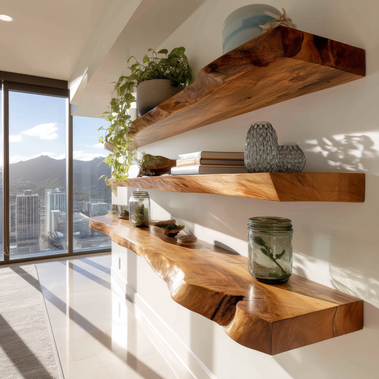 Raventra Live Edge Solid Wood Floating Shelf SPA293488
