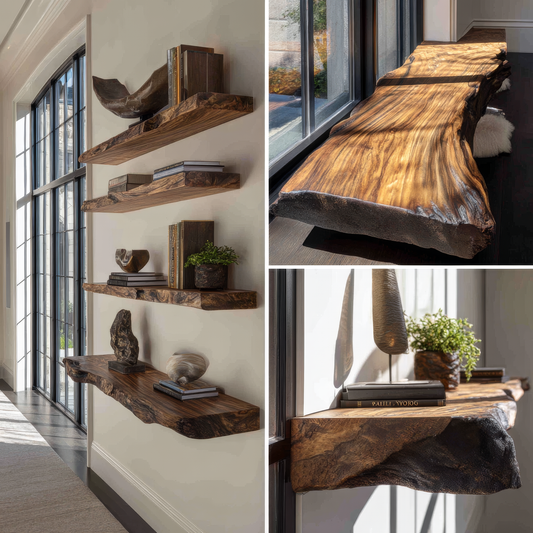 Rovano Live Edge Solid Wood Floating Shelf SPA935932