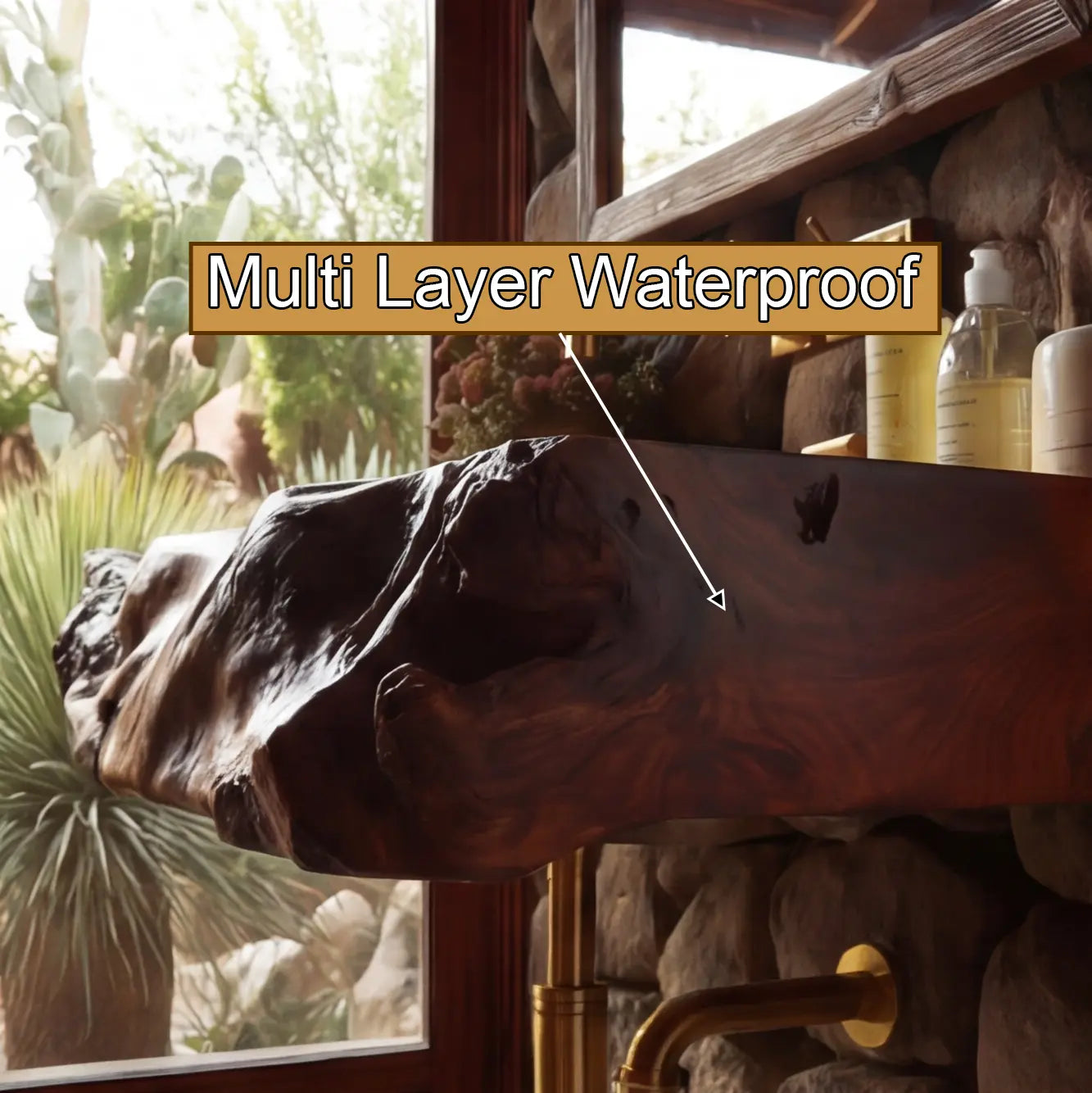 Rovira Live Edge Solid Wood Floating Bathroom Vanity with Integrated Sink SPA124233 Lynnsnail