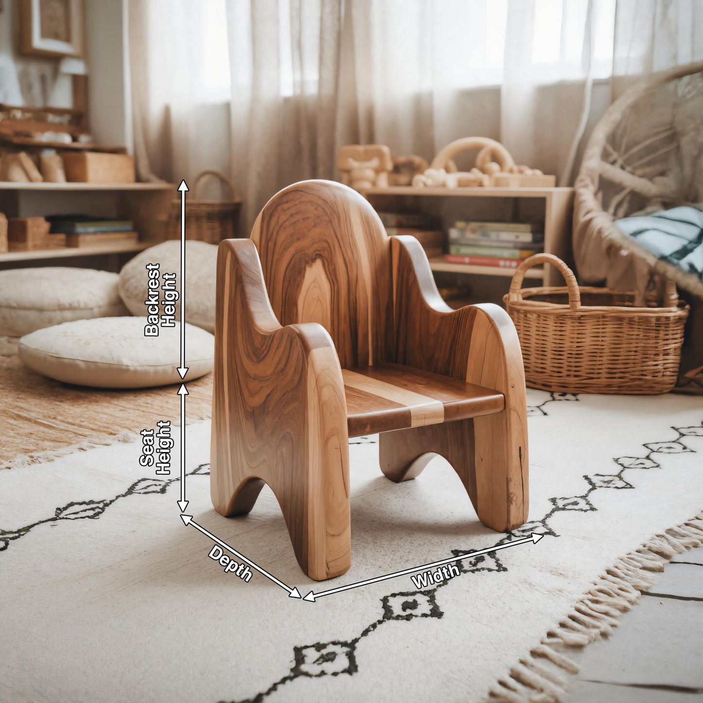 Montessori Wooden Toddler Chair For Playroom Or Minimalist Nursery Lynnsnail