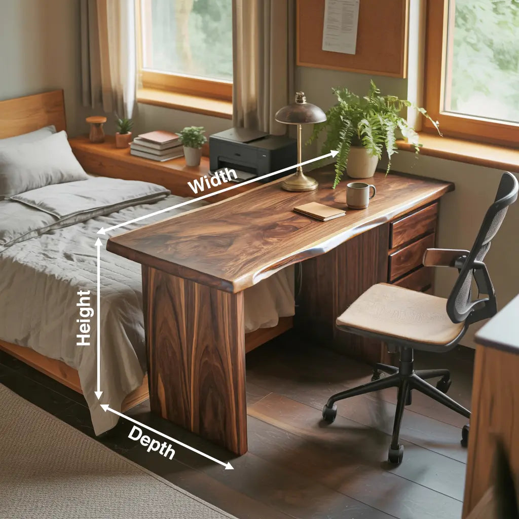 Rustic Live Edge Wooden Desk With Drawers For Home Office Or Study Lynnsnail