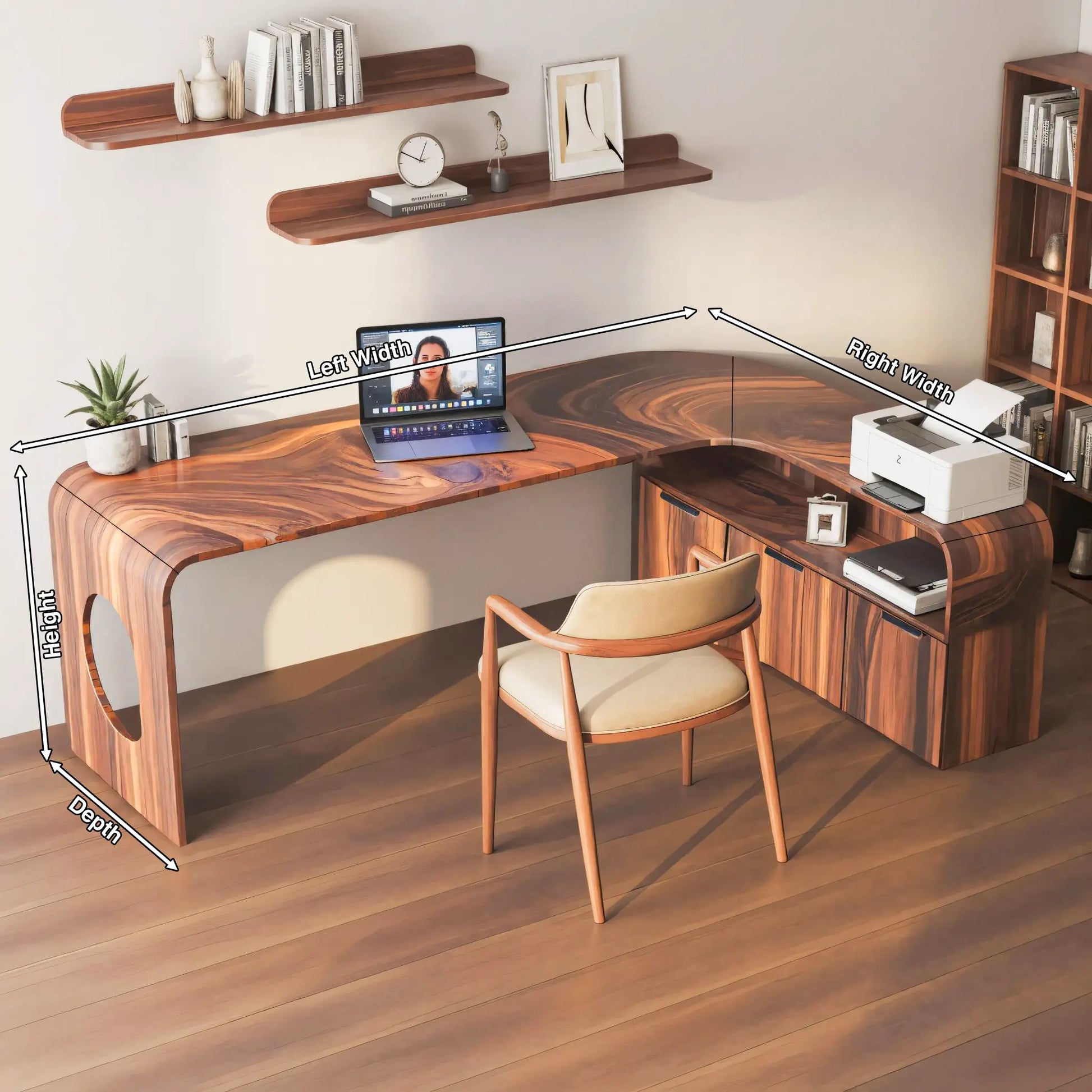 Modern L Shaped Wooden Desk With Rounded Corners For Executive Office Lynnsnail