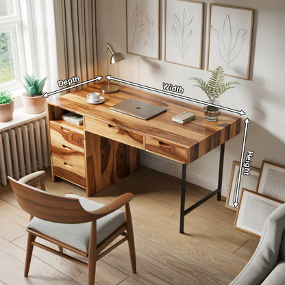 Modern Wooden Desk With Drawers For Home Office Or Study Lynnsnail