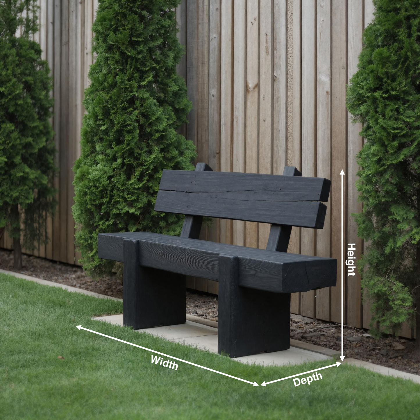 Modern Solid Wood Outdoor Bench With Charred Finish For Garden Or Patio Lynnsnail
