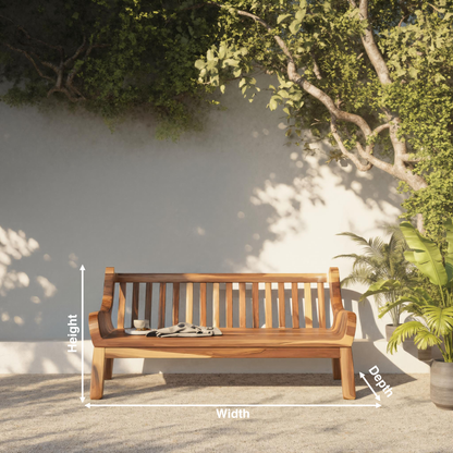 Contemporary Outdoor Wooden Bench With Curved Armrests For Garden Or Porch Lynnsnail