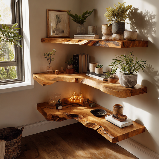 Selvara Live Edge Solid Wood Floating Shelf SPA302302