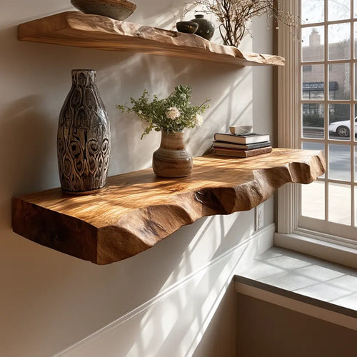 Seravin Live Edge Solid Wood Floating Shelf SPA358348 Lynnsnail
