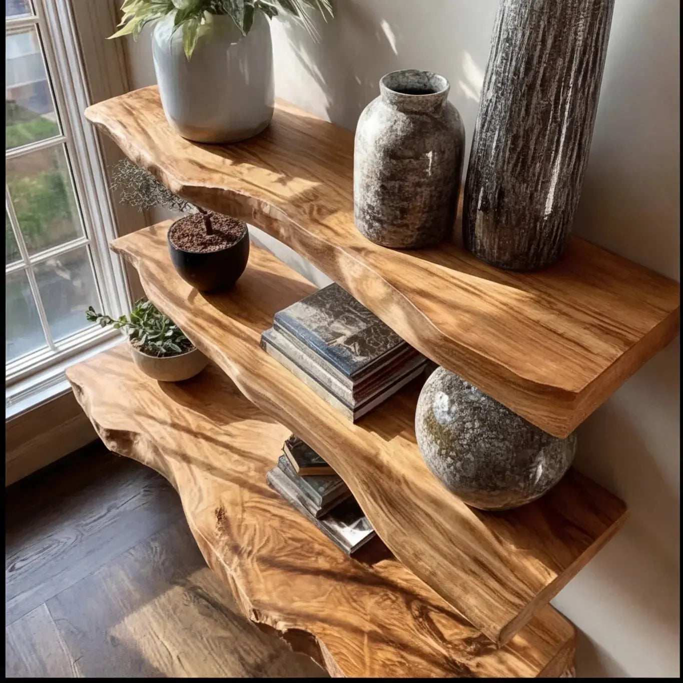 Seravin Live Edge Solid Wood Floating Shelf SPA358348 Lynnsnail