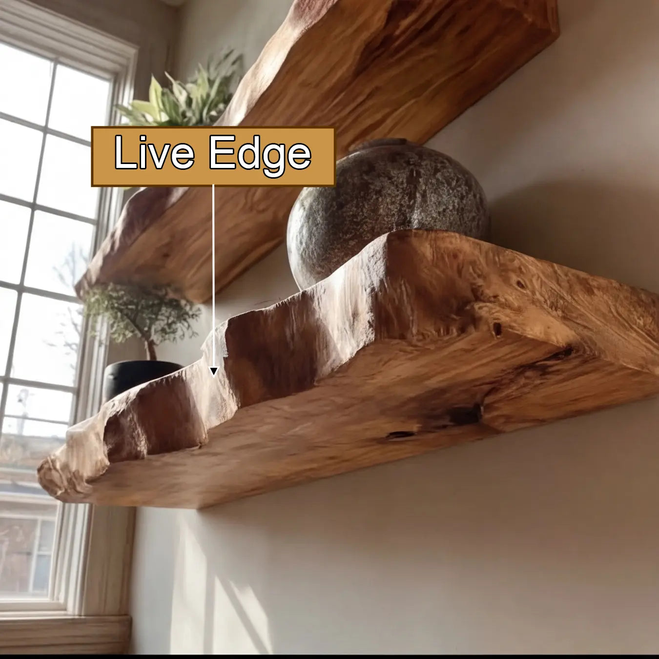 Seravin Live Edge Solid Wood Floating Shelf SPA358348 Lynnsnail