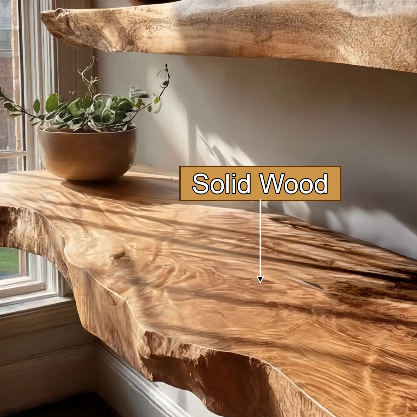 Seravin Live Edge Solid Wood Floating Shelf SPA358348 Lynnsnail