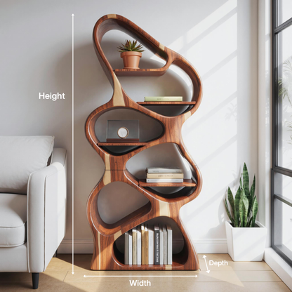 Modern Sculptural Bookshelf With Flowing Shelves For Home Library And Living Room Lynnsnail