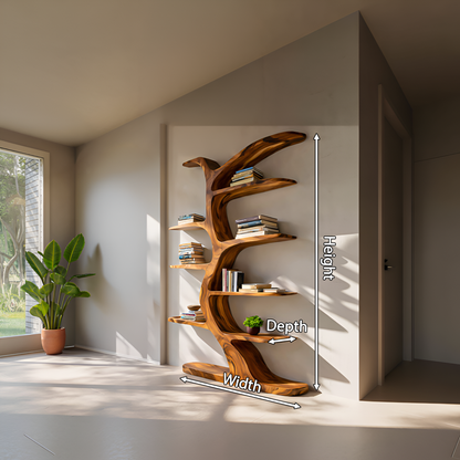 Modern Bookshelf Tree Inspired Curved Design For Living Room Lynnsnail