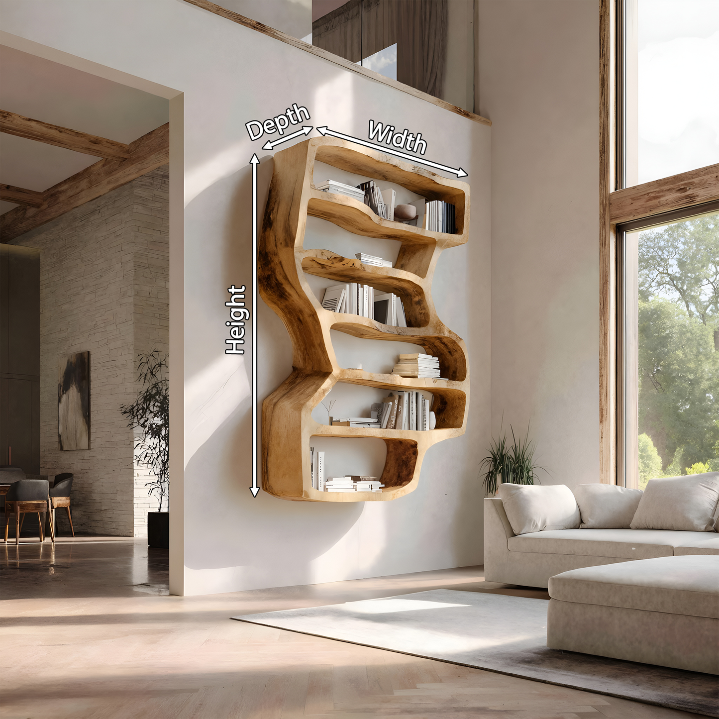 Organic Sculptural Wall Bookcase For Living Room Decor Lynnsnail