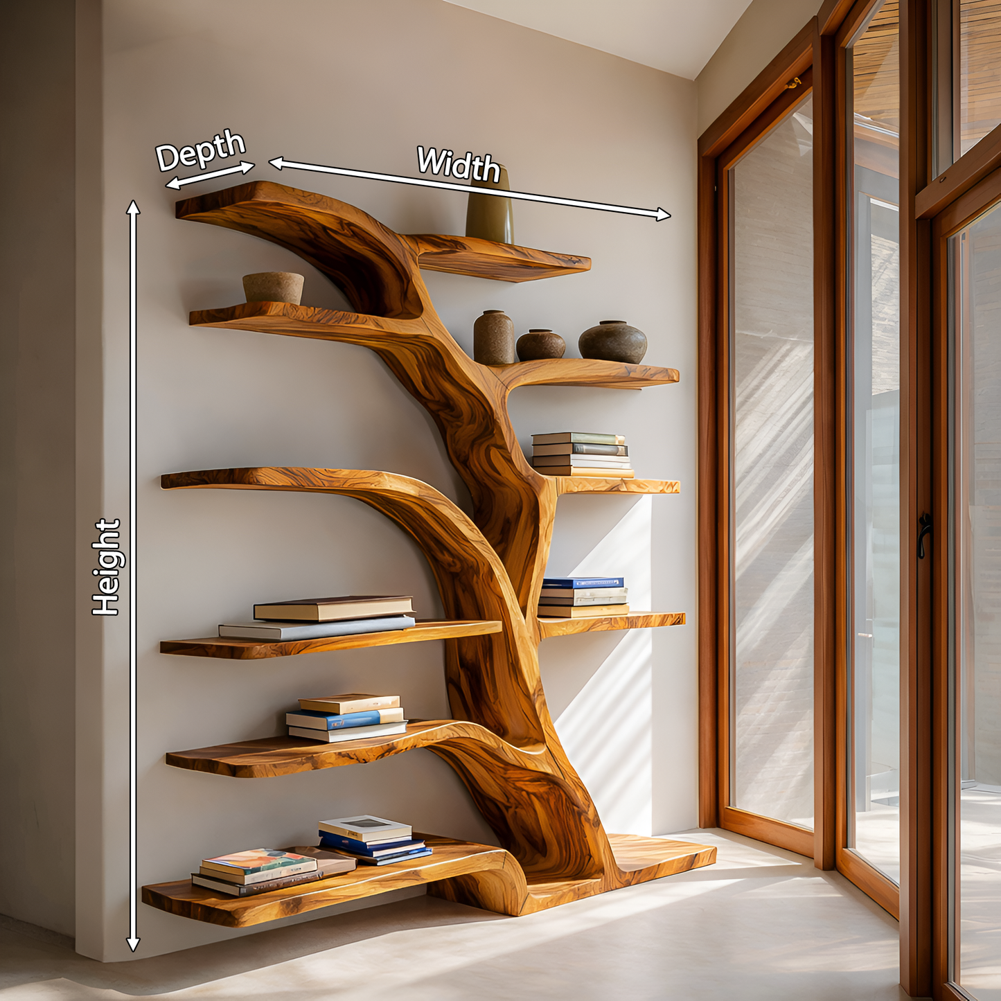 Modern Bookshelf Flowing Curved Design For Living Decor Lynnsnail