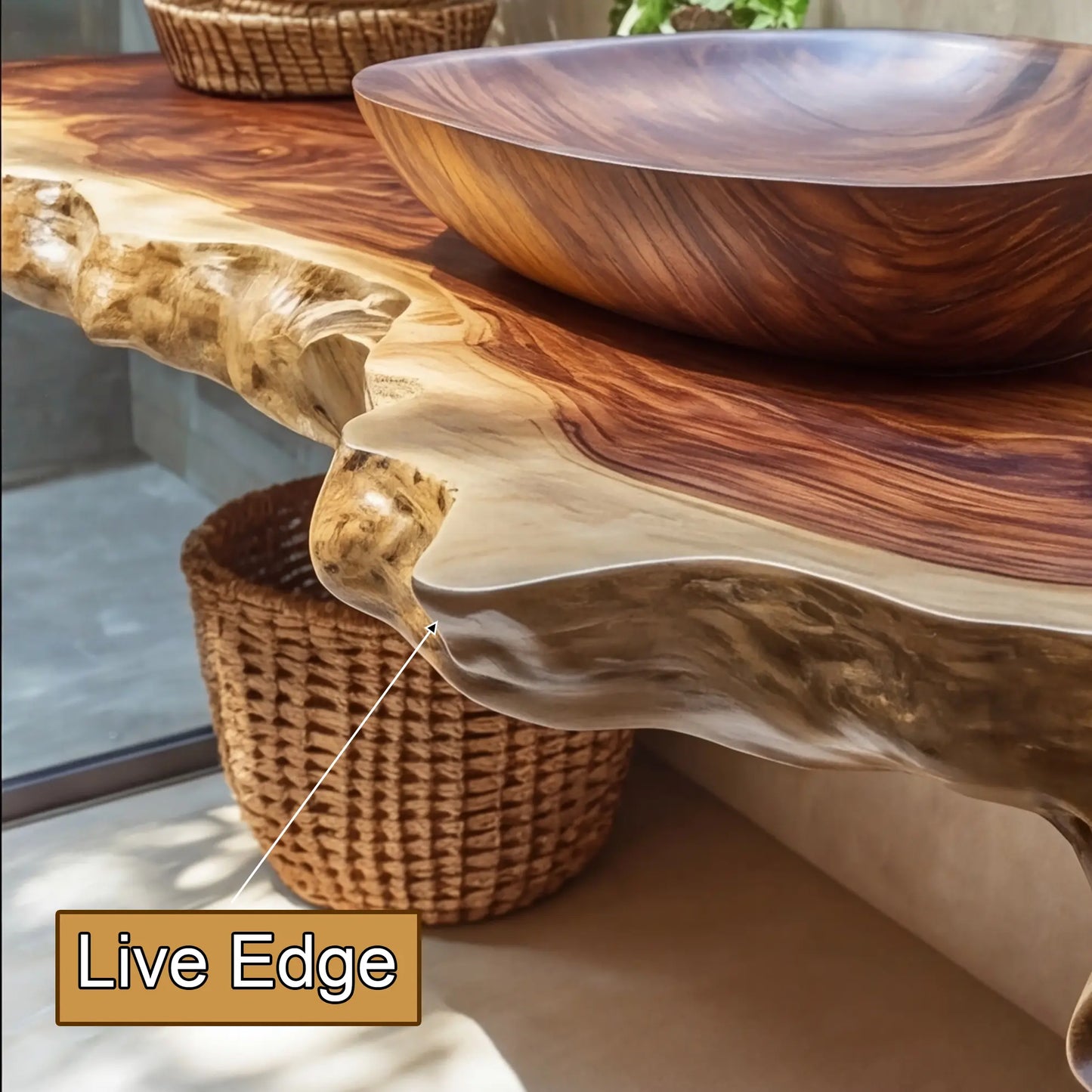 Solvara Live Edge Solid Wood Floating Bathroom Vanity SPA158318 Lynnsnail