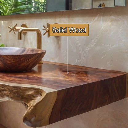 Solvara Live Edge Solid Wood Floating Bathroom Vanity SPA158318 Lynnsnail