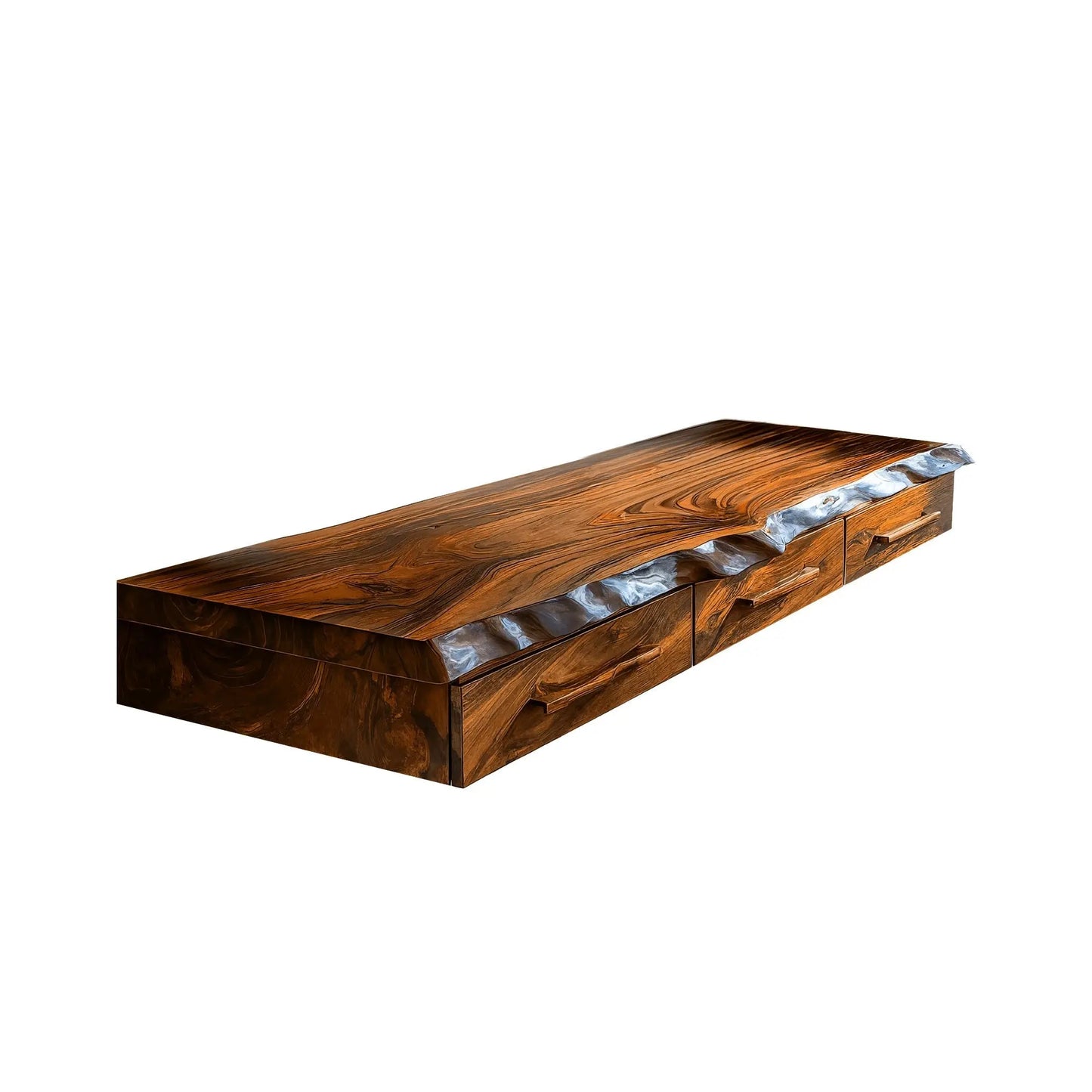 Solvaren Live Edge Solid Wood Floating Desk with Drawers Lynnsnail