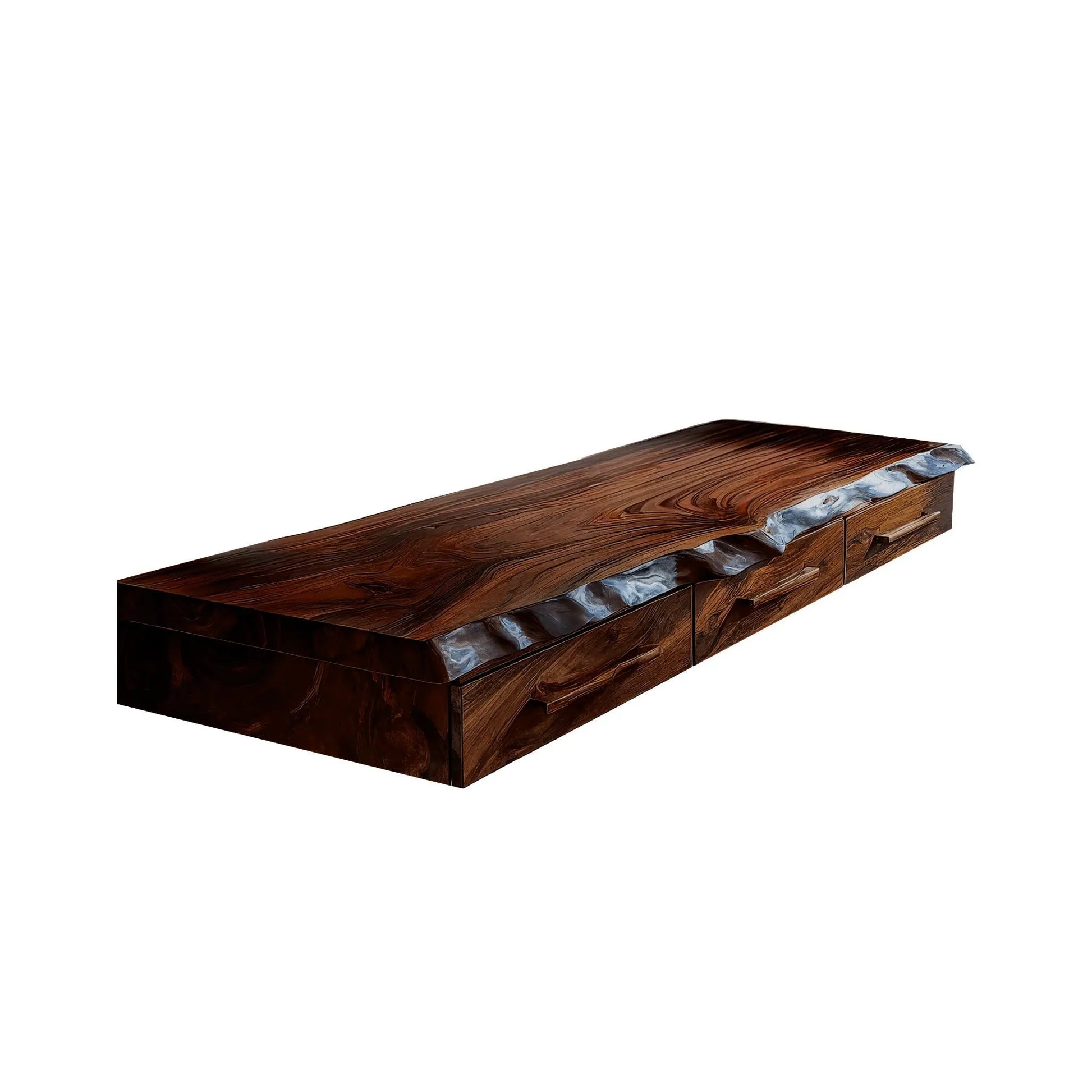 Solvaren Live Edge Solid Wood Floating Desk with Drawers Lynnsnail