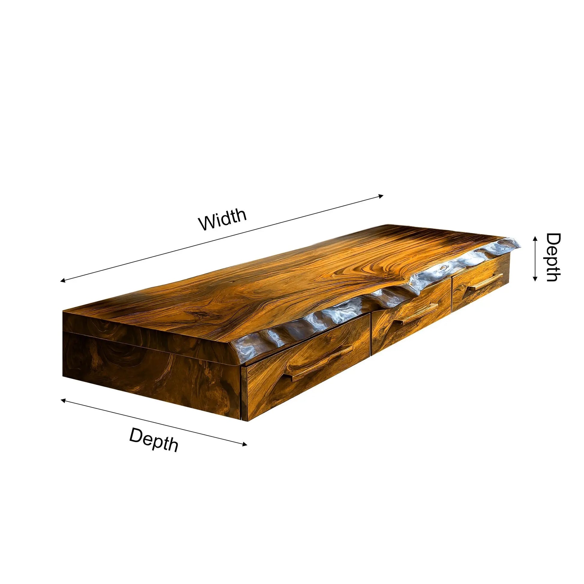 Solvaren Live Edge Solid Wood Floating Desk with Drawers Lynnsnail
