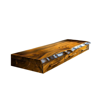 Solvaren Live Edge Solid Wood Floating Desk with Drawers Lynnsnail