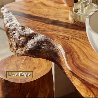 Solveth Live Edge Solid Wood Floating Bathroom Vanity SPA521936 Lynnsnail