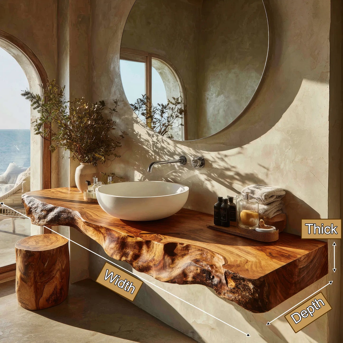 Solveth Live Edge Solid Wood Floating Bathroom Vanity SPA521936 Lynnsnail