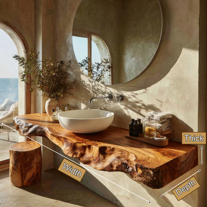 Solveth Live Edge Solid Wood Floating Bathroom Vanity SPA521936 Lynnsnail