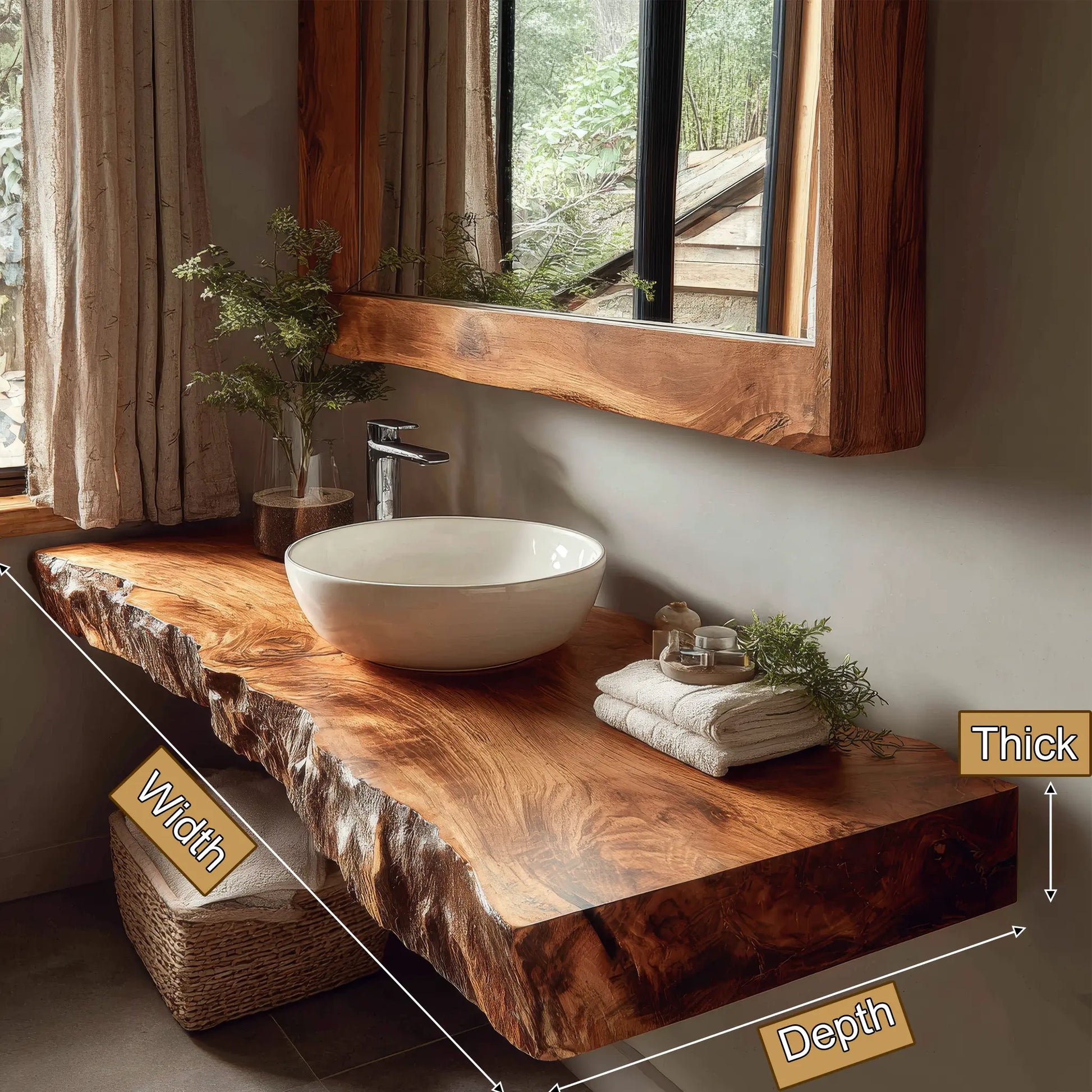 Solvian Live Edge Solid Wood Floating Bathroom Vanity SPA606606 Lynnsnail