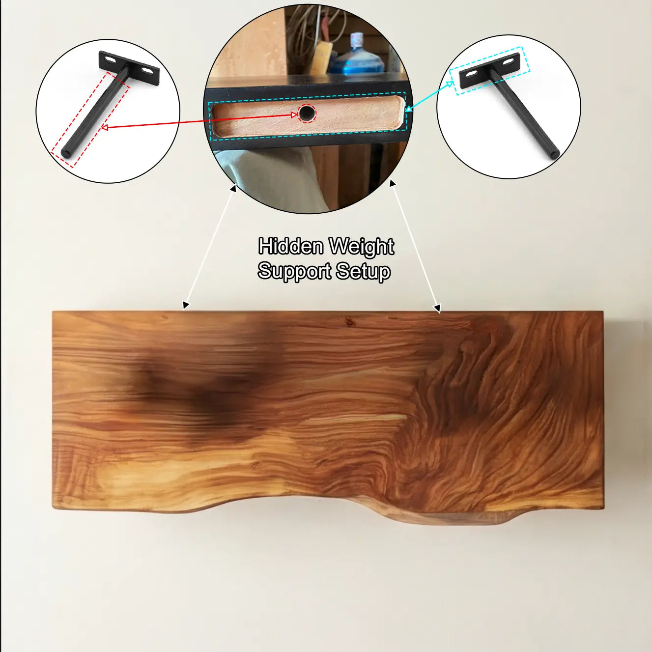 Solvra Live Edge Solid Wood Floating Shelf SPA235456 Lynnsnail