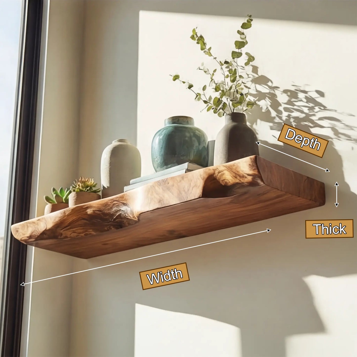 Solvra Live Edge Solid Wood Floating Shelf SPA235456 Lynnsnail