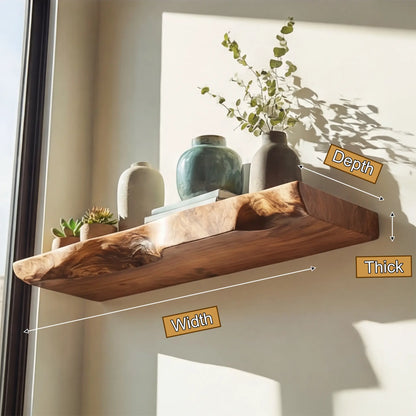 Solvra Live Edge Solid Wood Floating Shelf SPA235456 Lynnsnail
